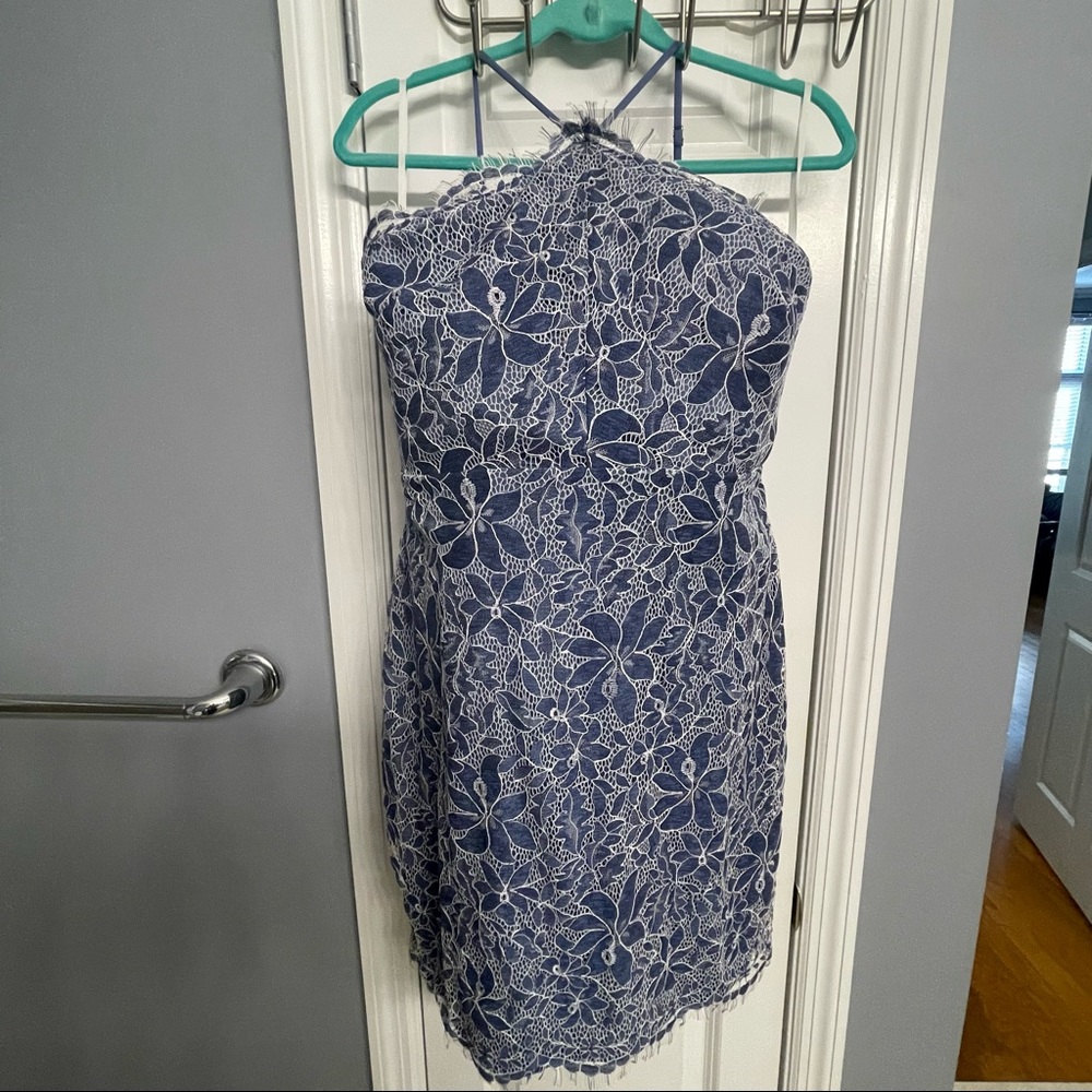 Aakaa Blue and white lace dress